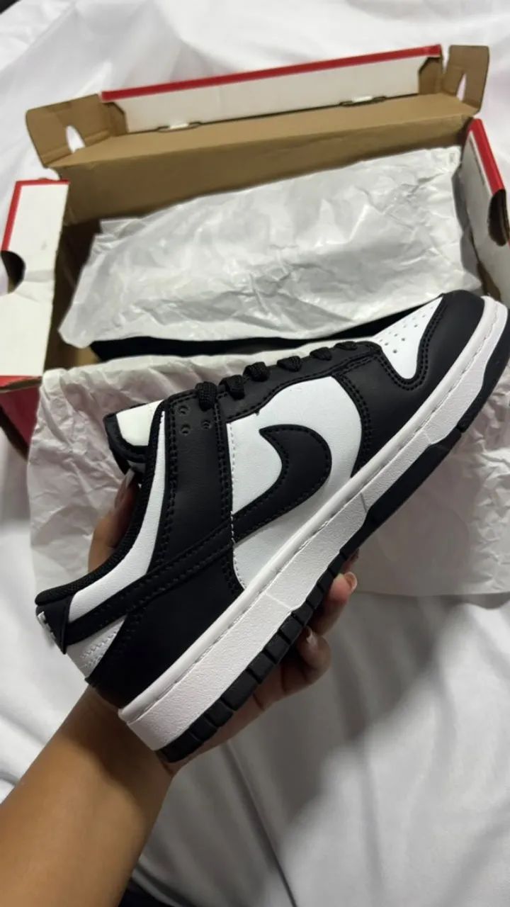 tênis nike dunk low retro preto e branco - Foto 4
