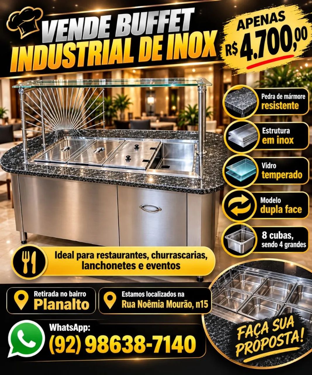 Balcão Buffet de Inox - Self service 