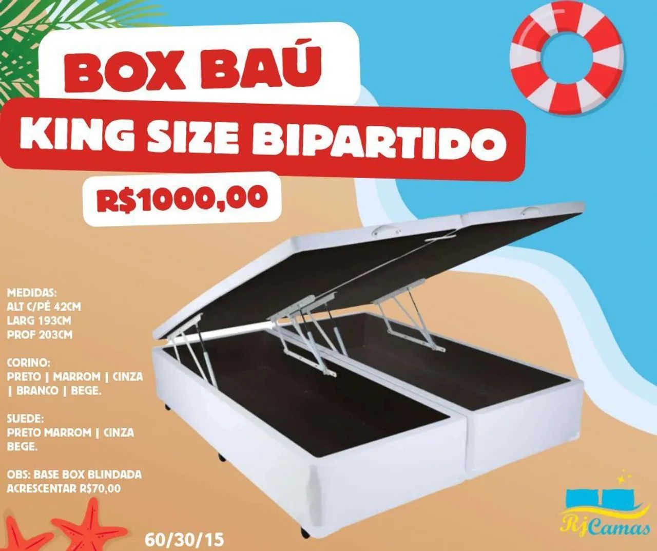 Box Baú king size Bipartida(Pague na entrega)