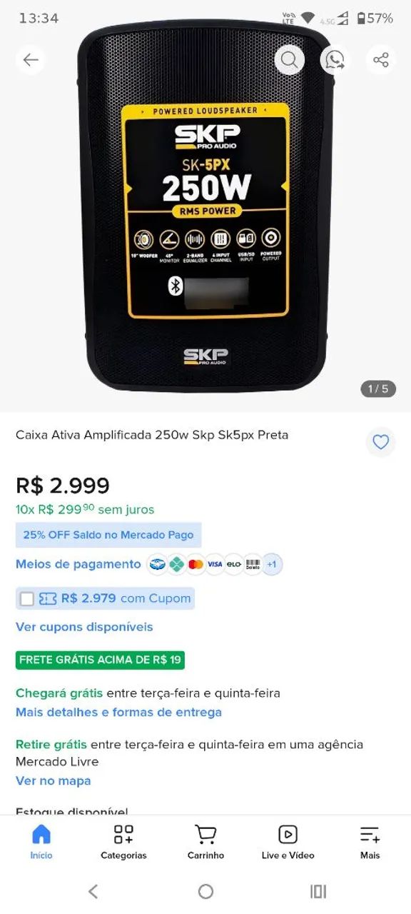 Caixa ativa SKP 15 polegadas! Já com bluetooth! - Foto 5