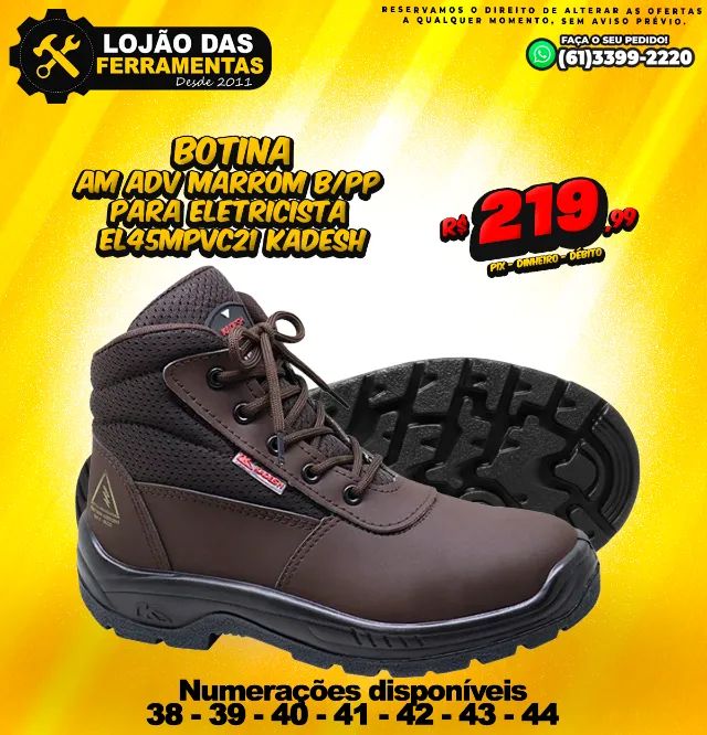 Botina AM ADV Marrom B/PP Para Eletricista EL45MPVC21 Kadsh