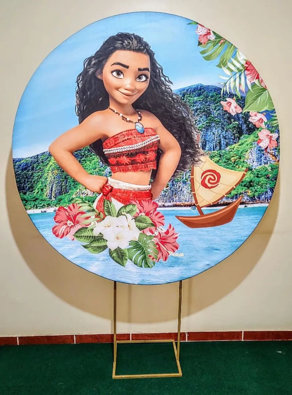  Painel e trio de capas de cilindos + 2 display de chão tema Moana. - Foto 3