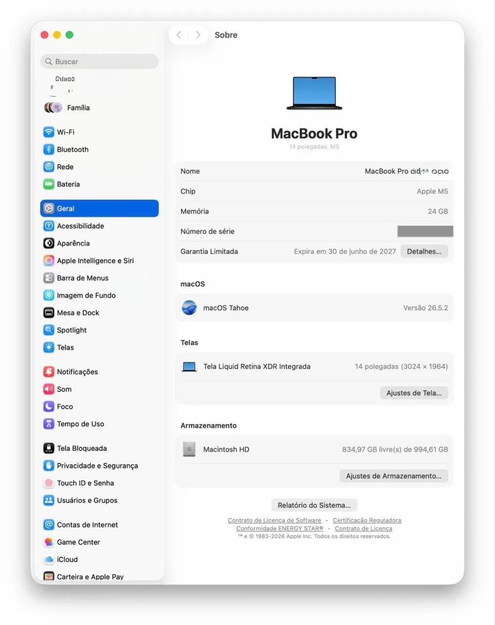 Macbook Pro M5 24GB Ram SSD 1TB 14 Polegadas  - Foto 3