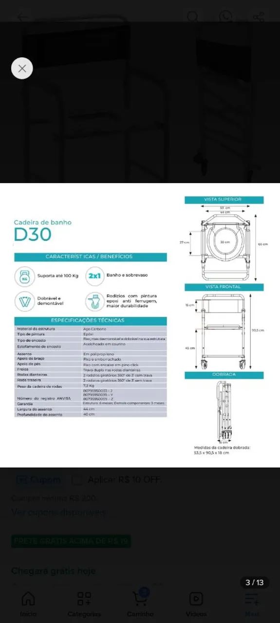 Cadeira de banho higiênica  - Foto 4