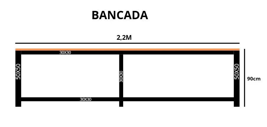 BANCADA 2,2 M EM AÇO E MADEIRA  - Foto 4