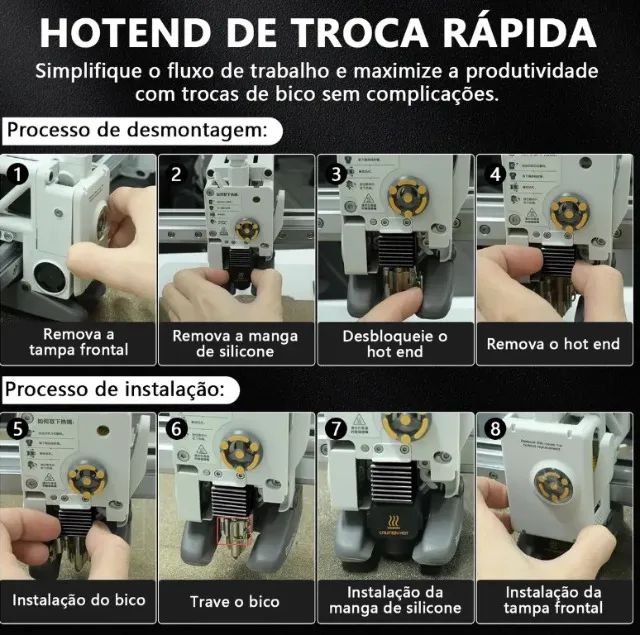 Hotend Com Bico Nozzle Aço Endurecido 0,4mm A1 / A1 Mini 3d - Foto 5