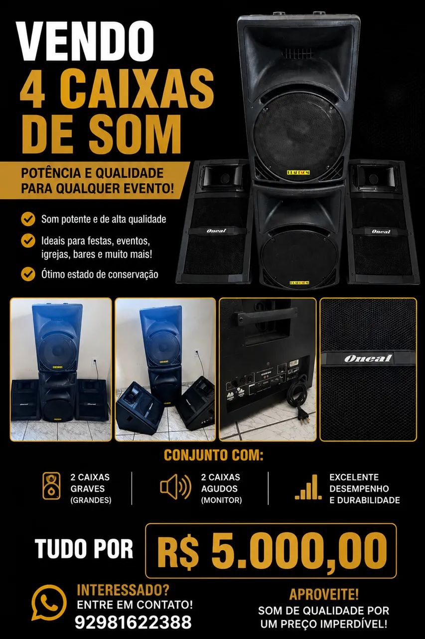 4 Caixas de Som Profissional 