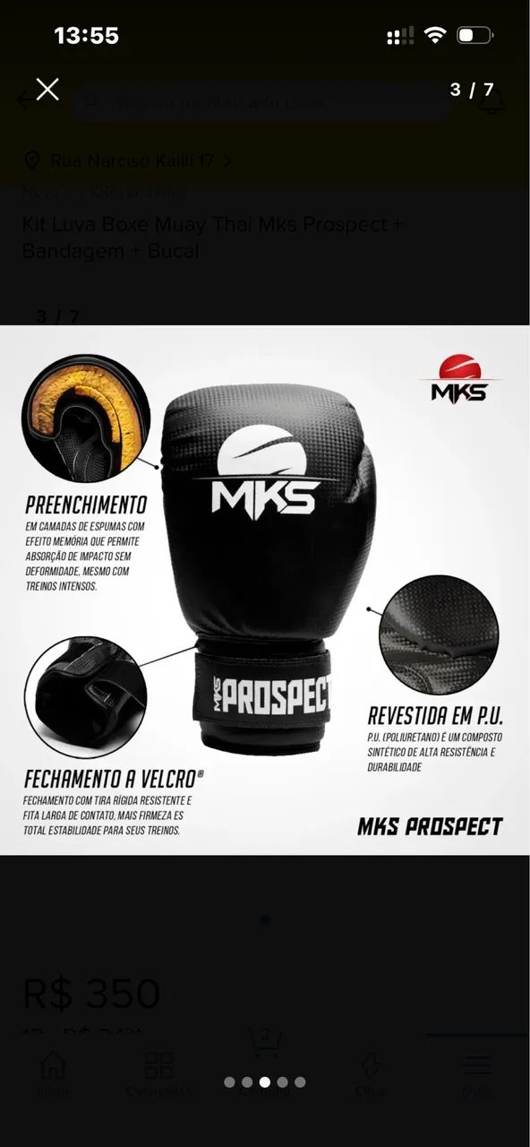 Luva e Caneleira MKS - em perfeito estado (usada apenas 2 vezes) - Foto 2