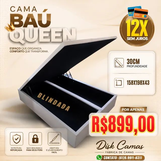 Base Baú Casal Queen Reforçada Varias Medidas