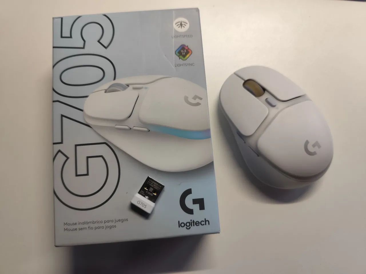 ? Mouse Gamer Sem Fio Logitech G705 Branco (Bluetooth + Lightspeed) - Foto 2