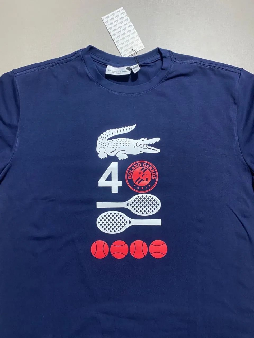 Camiseta Básica Azul Marinho/Vermelho - Foto 3