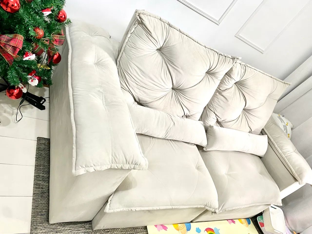 Sofá retrátil mola ensacada suede  - Foto 4