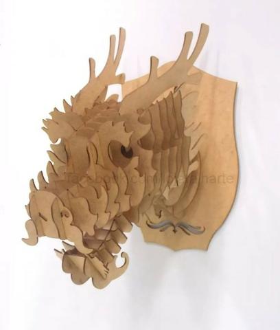 Cabeça animal - Quebra Cabeça 3d Em Mdf - Foto 3