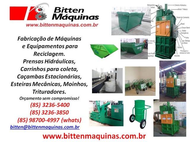 Equipamentos para Reciclagem - Prensas Enfardadeiras, Carrinhos, Esteiras