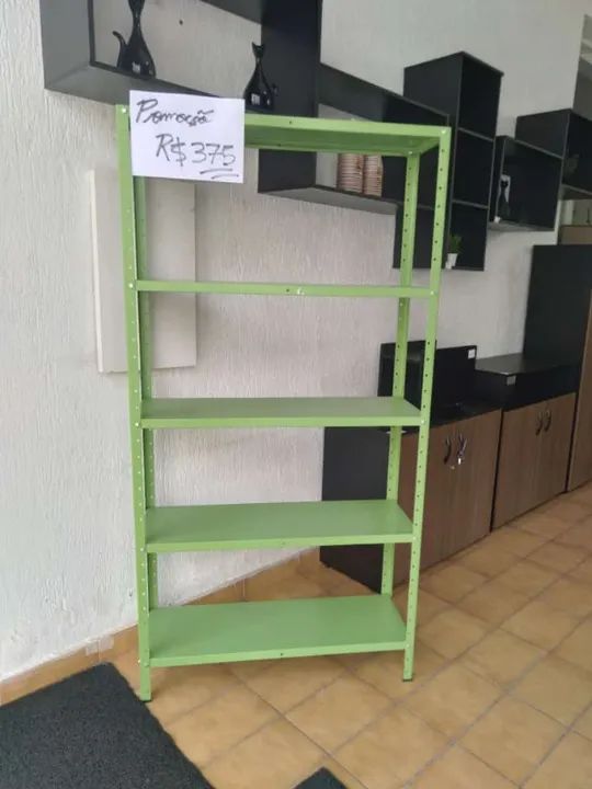 estante de aço 5 bandejas -cores: verde,vermelho,lilás