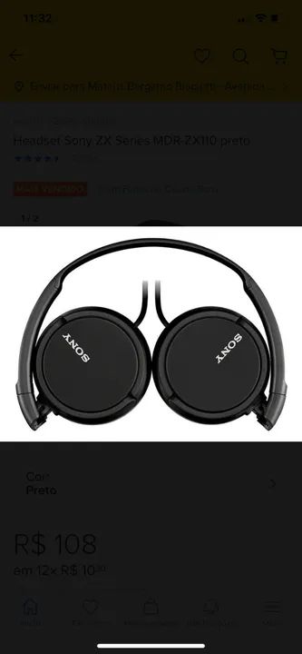 Fone de ouvido on-ear Sony ZX Series MDR-ZX110 MDR-ZX110 preto
