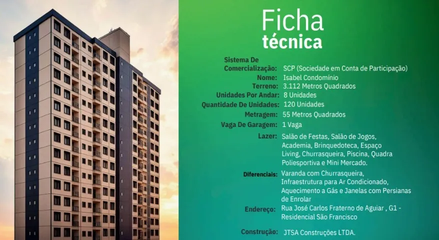 AB Breve Lançamento - COTAS DE APARTAMENTOS - Isabel Condomínio Edifício