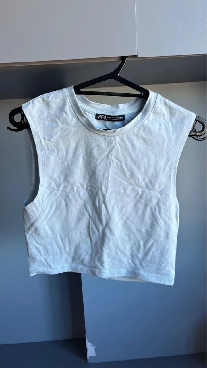 Cropped blusa zara azul - Foto 2