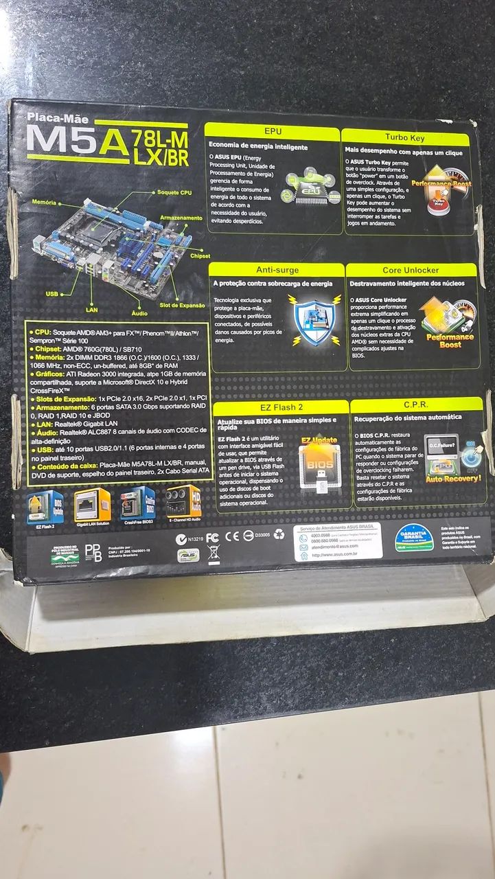 Placa mãe M5A 78L-M LX/BR sem imagem - Foto 2