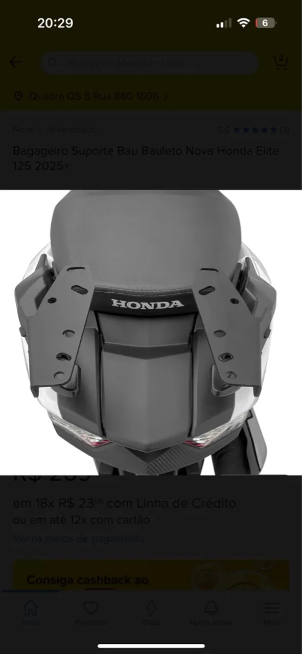Suporte bauleto Honda elite 2025 - scam