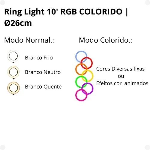 Ring Light Rgb Luz Colorida Led  10 Polegadas S/ Tripé (Distribuidor Jk ELetrônicos) - Foto 2