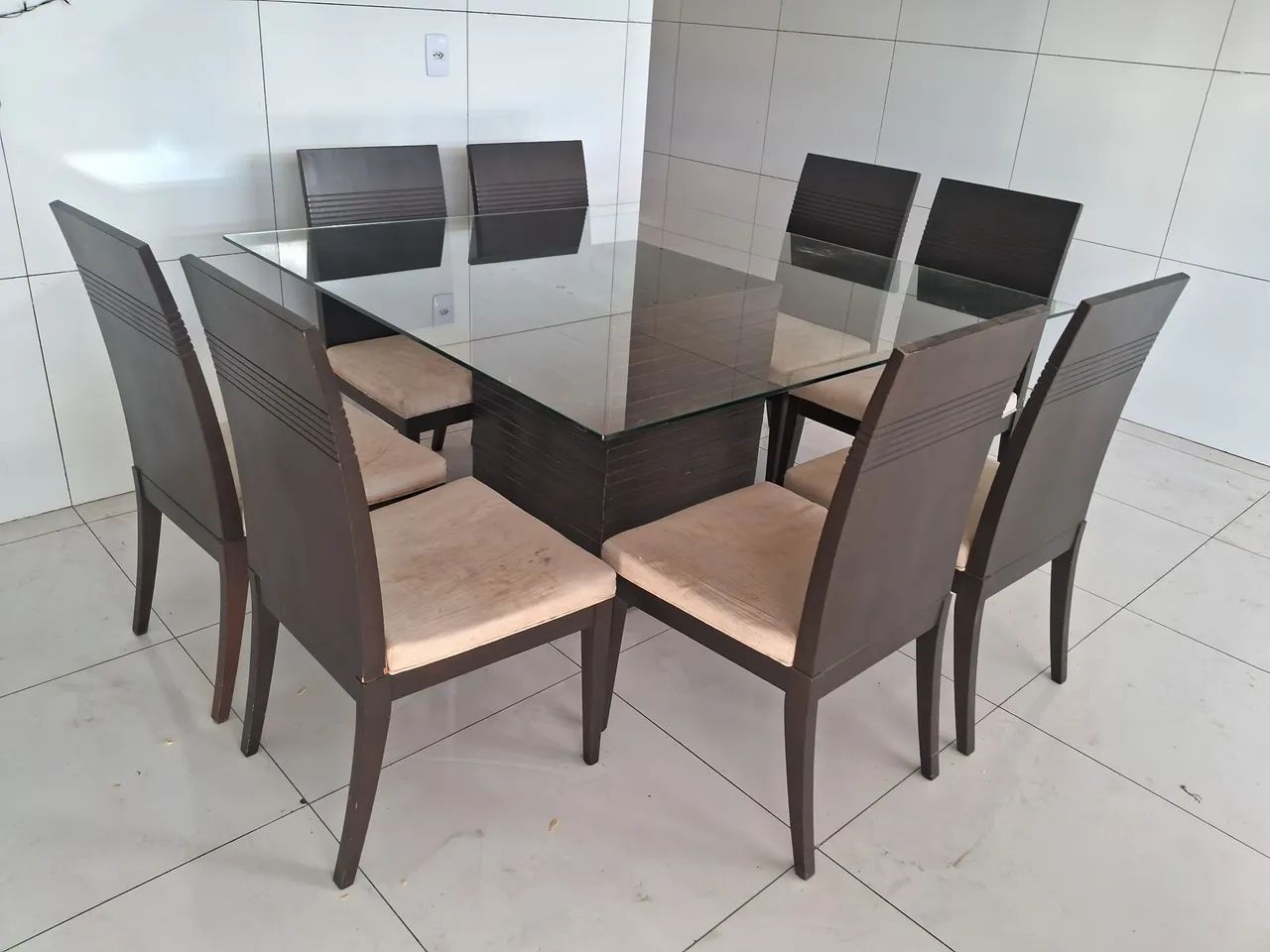 MESA TAMPA DE VIDRO 8 CADEIRAS 1500 - Foto 4