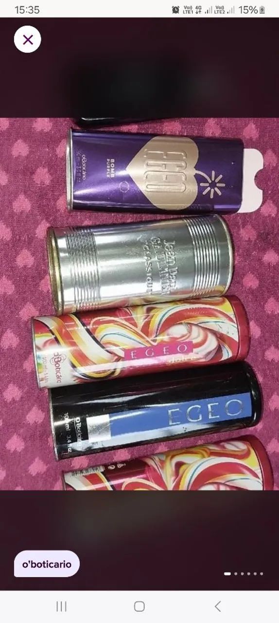 Latas vazia de perfumes egeo e Jean pal  - Foto 4