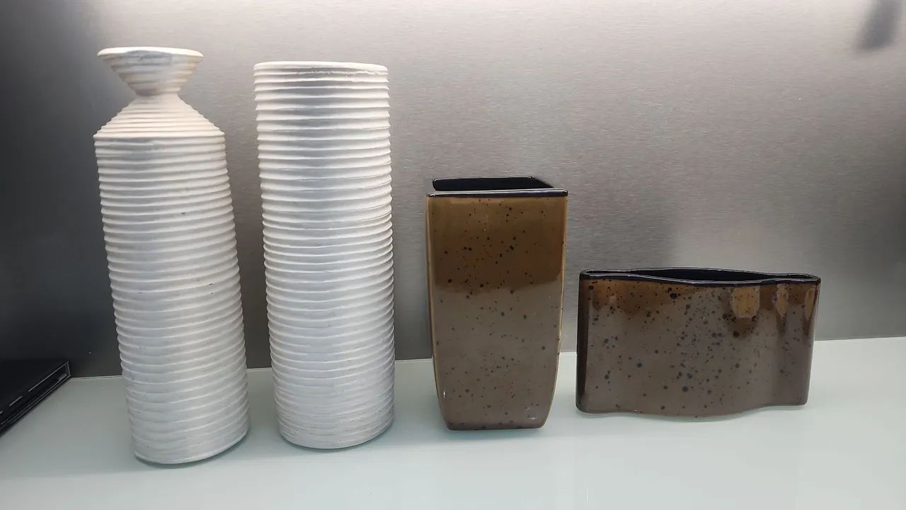 Kit de 2 vasos de cerâmica caramelo com detalhes marrom - Foto 4