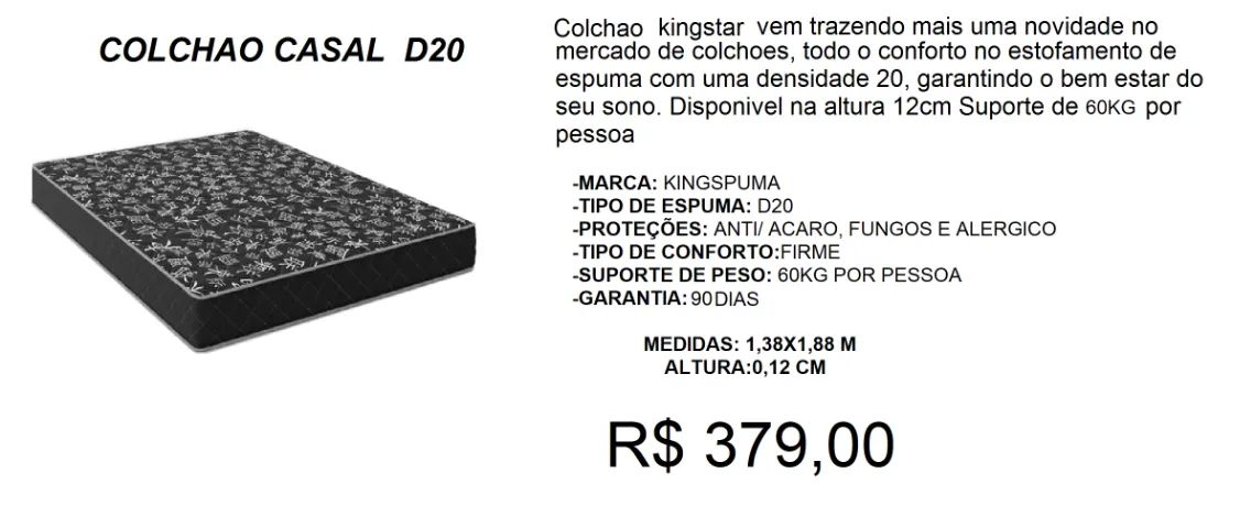 Colchão de casal espuma 