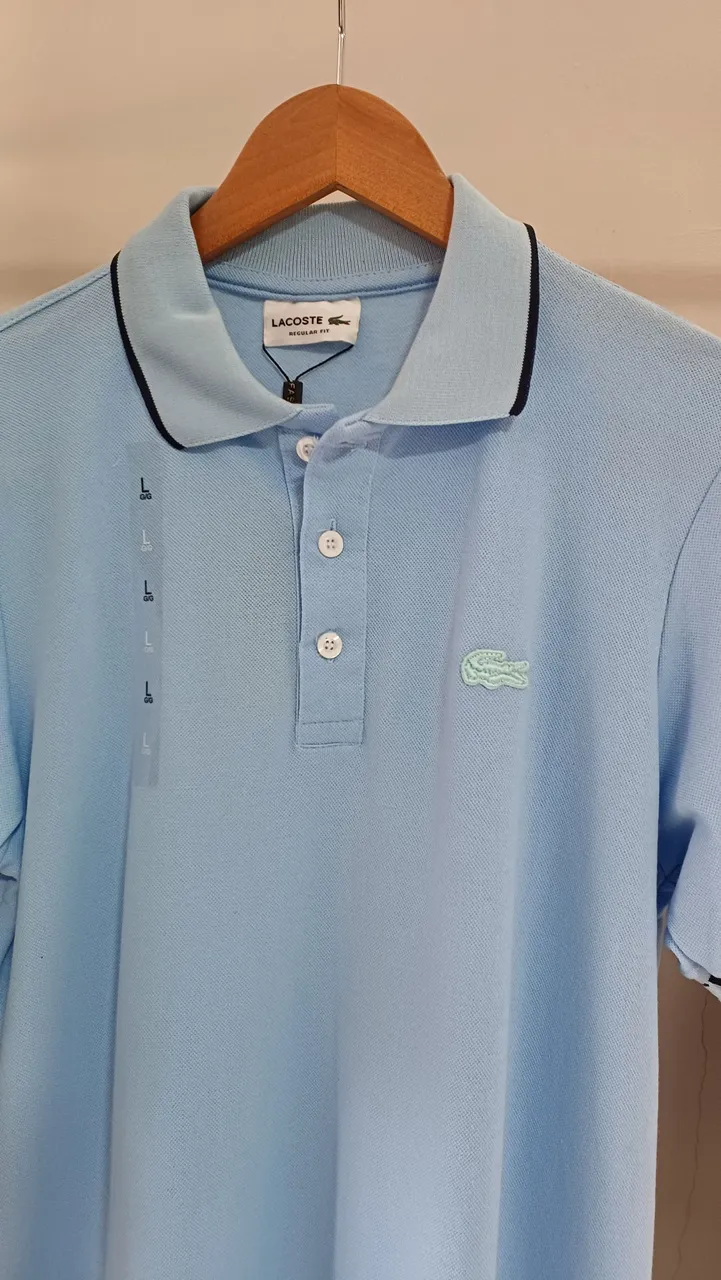 Camisa Polo Lacoste Azul Claro - Regular Fit