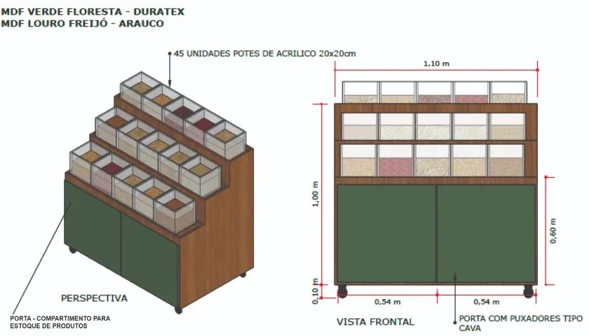 Módulo Expositor para Potes Graneis c/ Espaço para Estoque em mdf Duratex - Foto 4