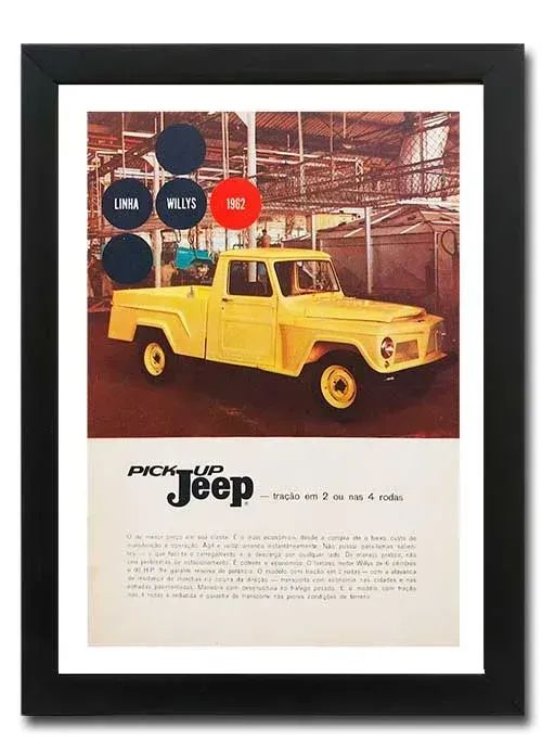 Pickup Jeep, Willys, Ford F75 - Quadro / pôster decorativo propaganda original de revista