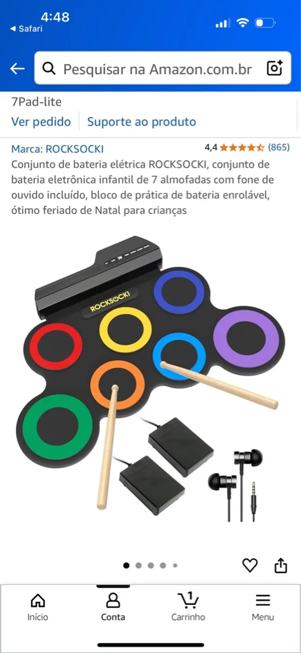 Bateria eletrônica infantil ROCKSOCKI