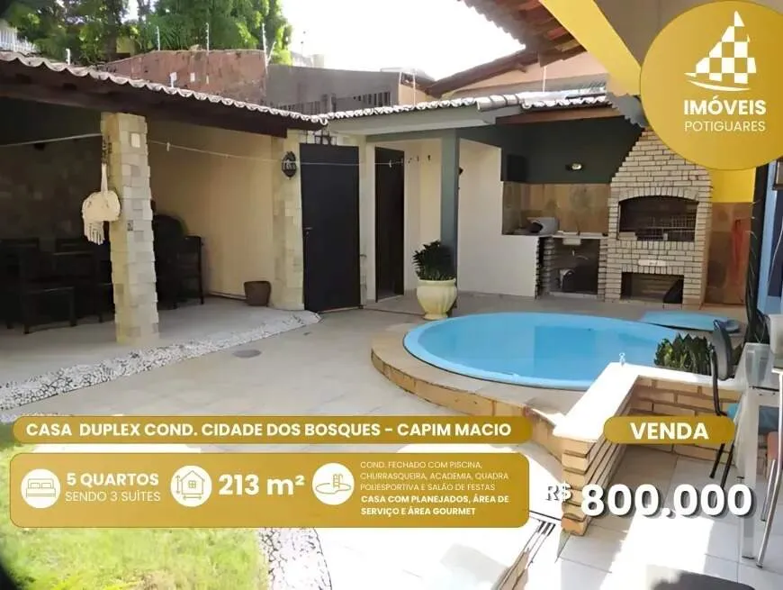 Casa à venda, 5 quartos, 3 suítes, Capim Macio - Natal/RN