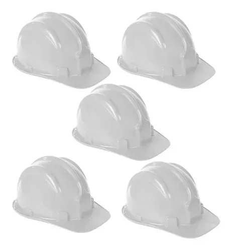 Kit 5 Capacetes De Segurança C/ Carneira Obra Proteção Epi