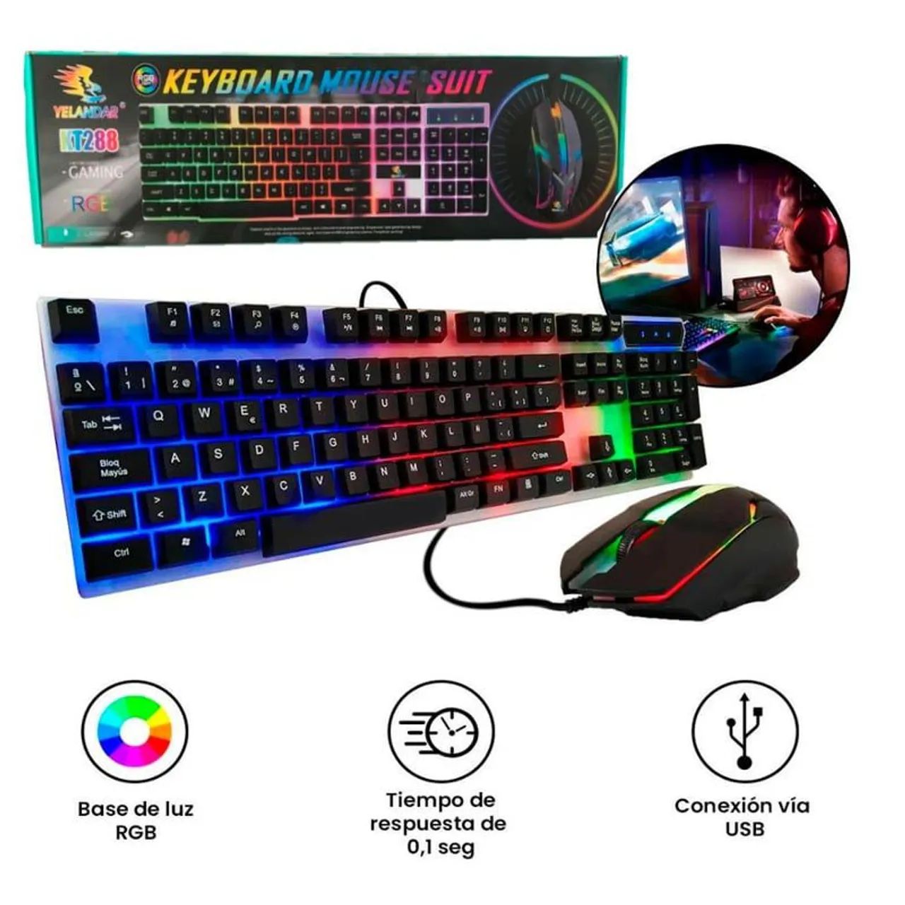 Kit Teclado e Mouse Gamer RGB Iluminado - Foto 3