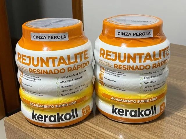 Kit com 2 potes de 2Kg cada - 4Kg total Rejunte Rejuntalite Resinado Cinza Pérola Kerakoll