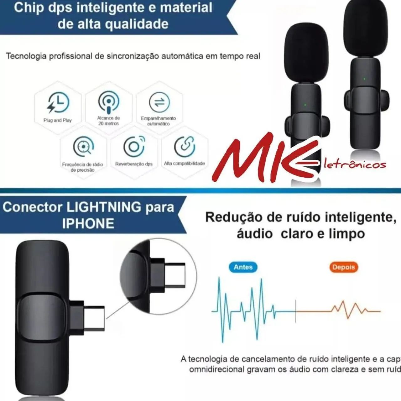 Microfone sem fio para celular - Qualidade profissional - Foto 4