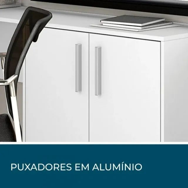 "Produtividade com Estilo: Mesa Office Escrivaninha em L com 2 Portas e 3 Gavetas" - Foto 3
