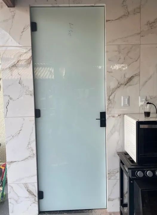 Porta Blindex branca Vidro Temperado 210 x 70