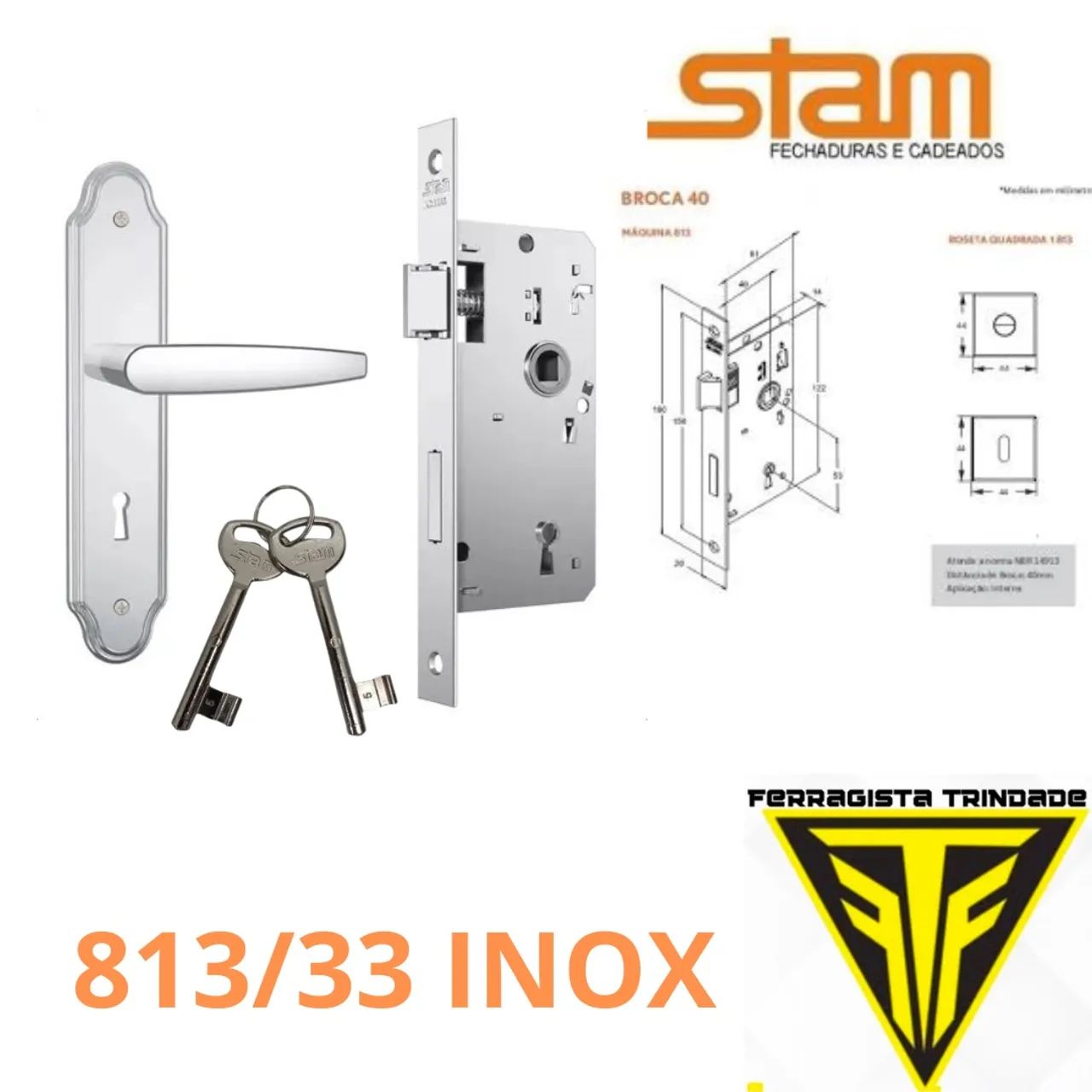 Fechadura Stam 813/33 Inox INTERNA