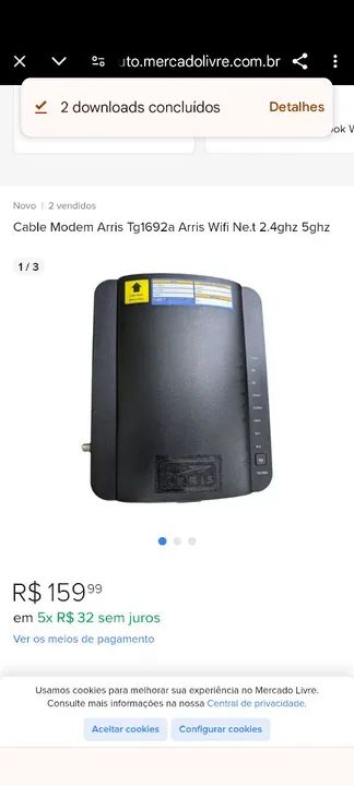 Cable Modem Arris Tg1692a Arris Wifi Ne.t 2.4ghz 5ghz - Foto 2