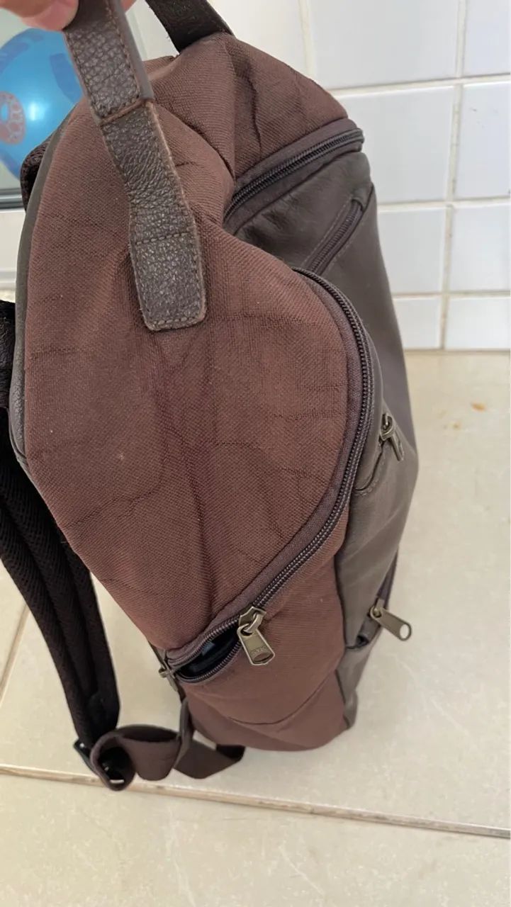 Mochila Marrom em Couro CNS - Foto 3