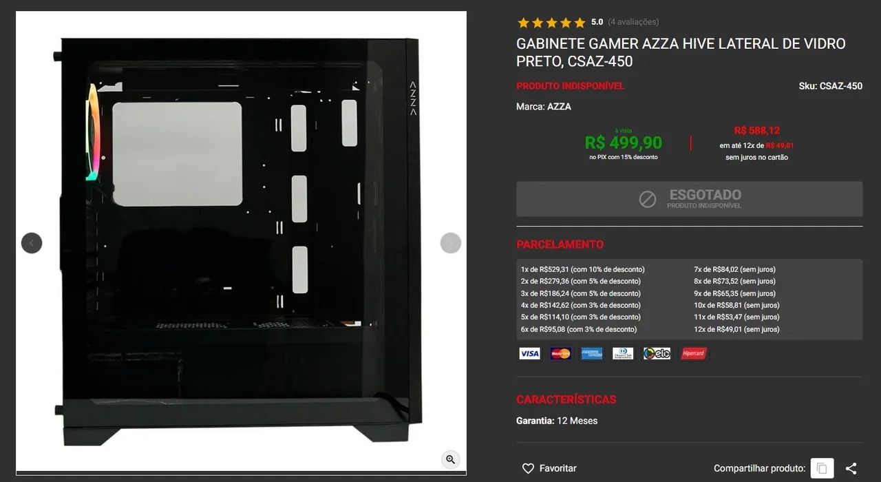Gabinete Azza Hive CSAZ450 - Foto 3