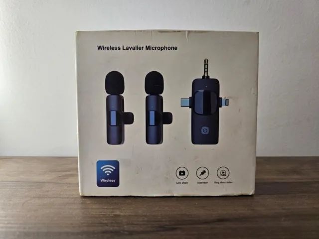 Microfone de Lapela Sem Fio Duplo 3 em 1 (Para iPhone, Android e Câmera)