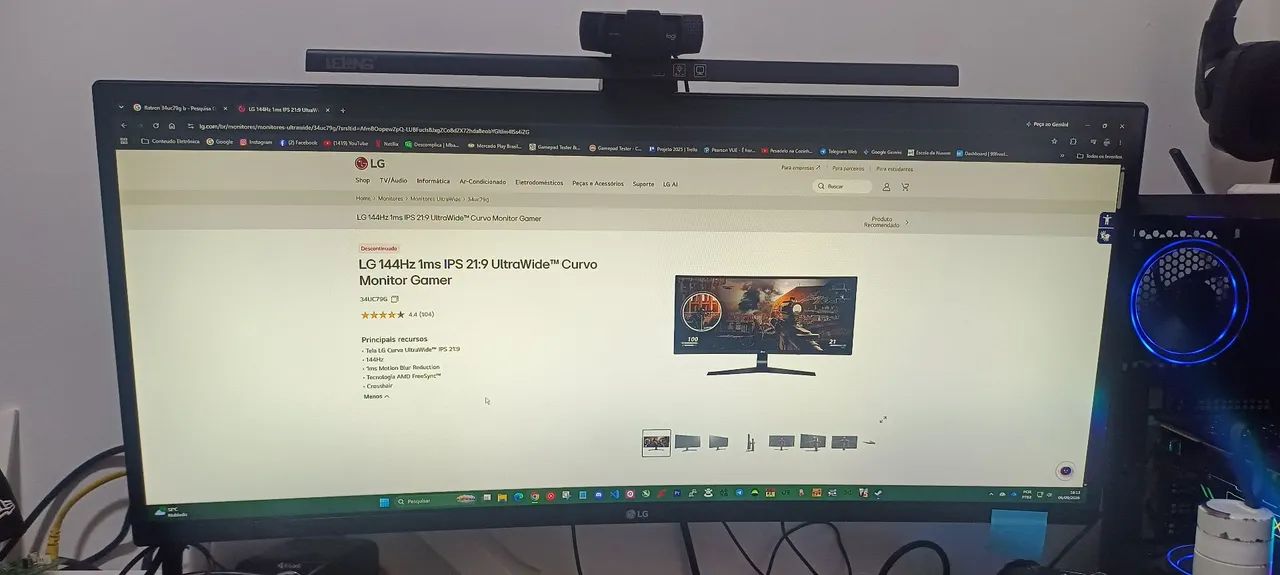 Monitor LG 34 curvo 144hz ips 1ms