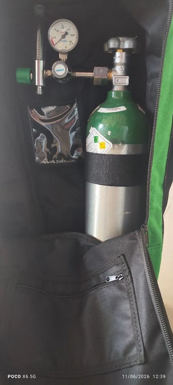 torpedo de Oxigênio com carrinho 5 litros/ 3 litros na bolsa