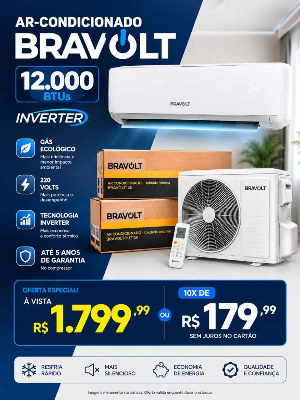 Ar condicionado 12 mil btus Bravolt