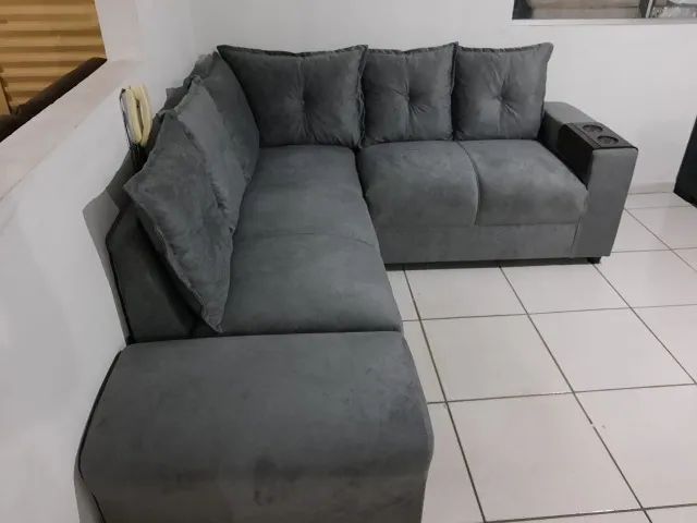 sofa de canto com puff...entrega gratis