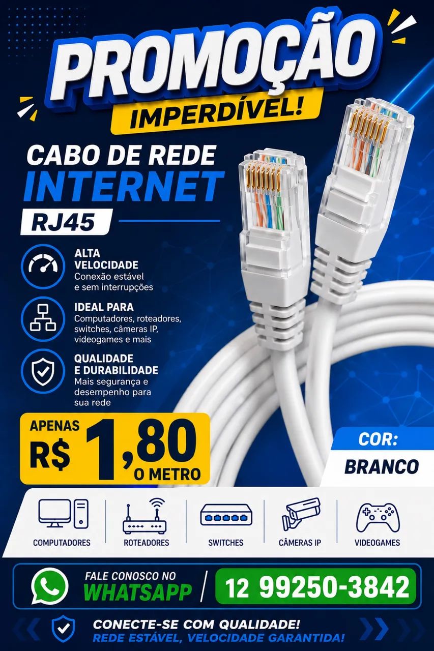 Cabo de Rede Internet Rj45 Cat5 PROMOÇÃO  - Foto 2